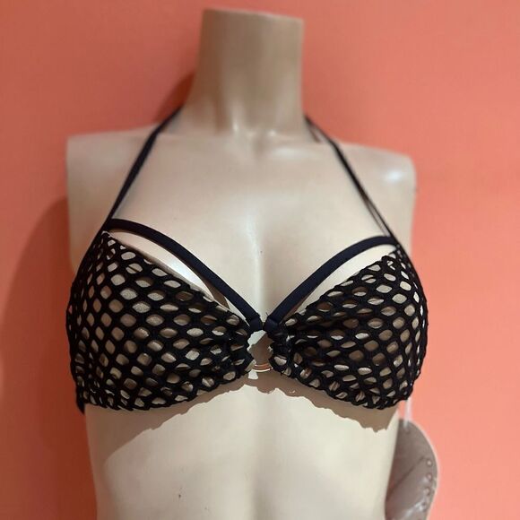 BEACH BUNNY NUDE/BLACK TRI TOP!! - Picture 6 of 6